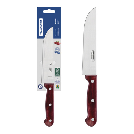 Faca para Cozinha Tramontina Polywood com Lâmina de Aço Inox e Cabo de Madeira Tratada Vermelho 6
